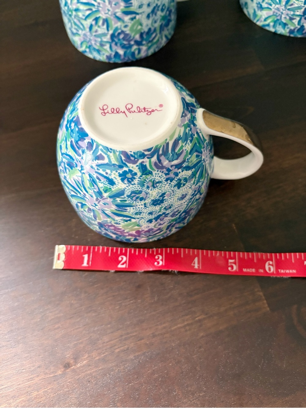 Lily Pulitzer Floral Blue Ceramic Mugs - Set of 3 - Picture 8 of 11